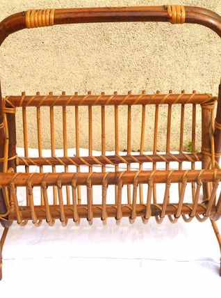 porte-revue  en rotin  , vintage année  60-70