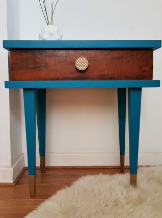 Chevet à tiroir plaqué noyer