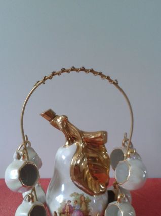 Service à liqueur vintage en porcelaine