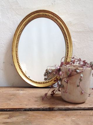 Miroir oval bois doré 26x20