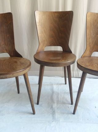 LOT DE 3 CHAISES VINTAGE BAUMANN "MODELE DOVE"