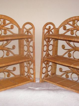 paire d'étagères rotin Peacock