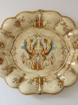 Plat, plateau de service en céramique peinte à la main