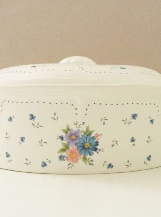 Cocotte, térrine en céramique à motifs floraux