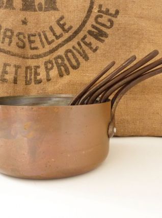 Lot de 5 casseroles française en cuivre massif étamé 