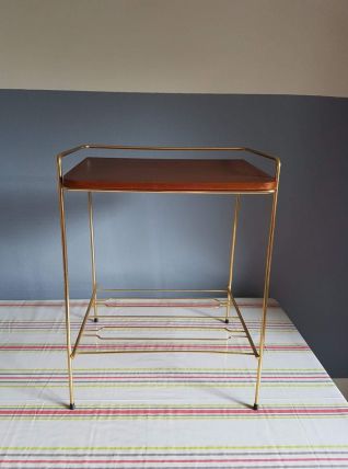 table d'appoint vintage structure métal  et tablette bois