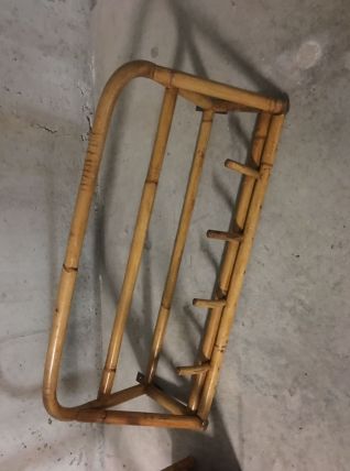 Portemanteau mural et porte-parapluies en rotin années 60