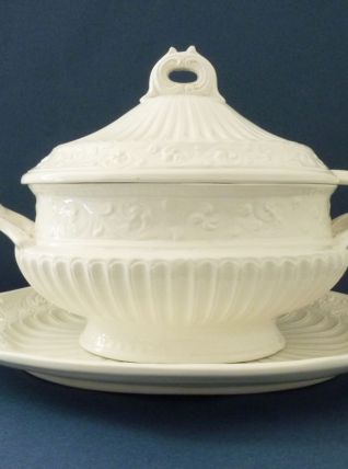 Ancienne soupière et sa louche en céramique céramique italie