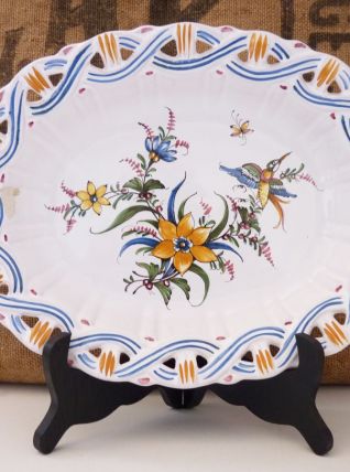 Assiette mural, corbeille à fruits en faïence  Lallier