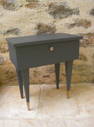 Table de chevet vintage grise