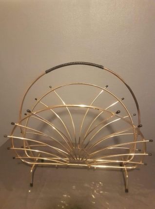 porte-revues vintage en métal doré des années 60