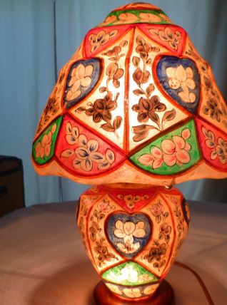 Lampe cuir chameau Pakistan vintage