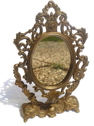 petit miroir  psyché  en laiton, vintage