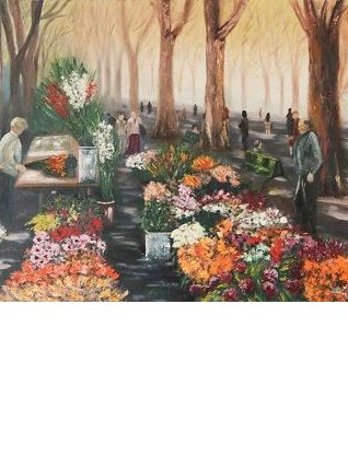 Tabeau-Peinture à l'huile - Original - Marché de Beziers