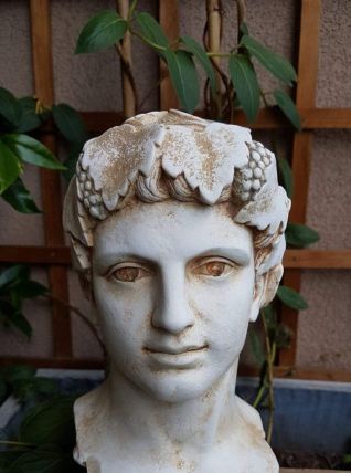 buste de jeune homme de l'Antiquité en plâtre sur socle en m