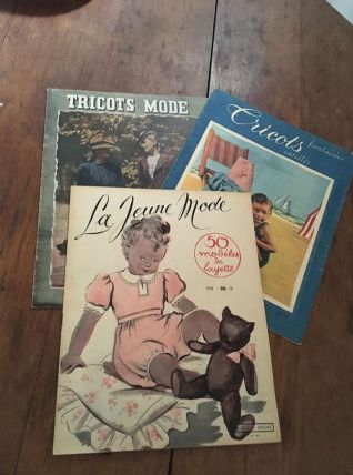 Lot de 3 magazines tricots couture années 50/60.