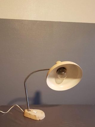 grande lampe de bureau vintage beige des années 50 articulée
