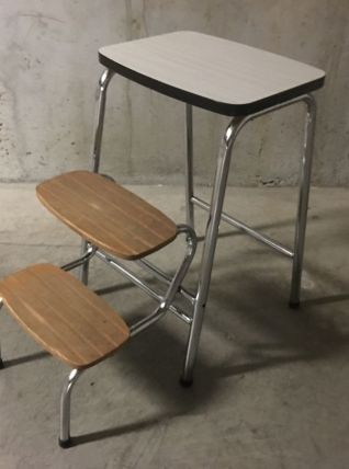 Tabouret marche-pied en formica années 70