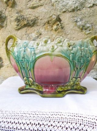 Jardinière en barbotine années 1900 -ART NOUVEAU