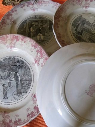 LOT de 4 assiettes parlantes "sujets GENTY"  XIXème 