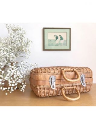 Valisette en osier et tissu