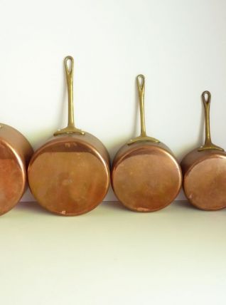Lot de 5 casseroles française en cuivre étamé 