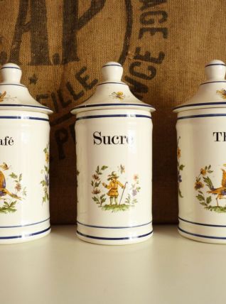 Série de pots en céramique, Sucre, Thé et Café