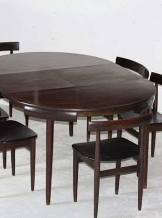 Hans Olsen - Frem Rojle - Table ronde et 6 chaises