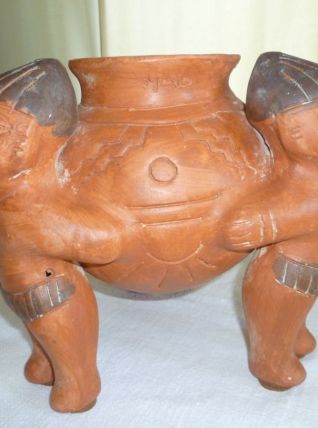 Vase tripode (style précolombien) vintage Mexique