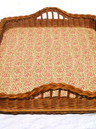 plateau de  service en rotin , vintage