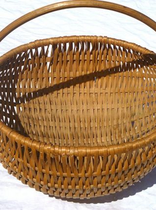 panier rond en osier , vintage