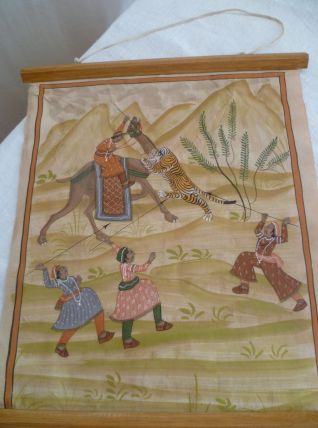 Ancienne estampe sur soie mongole