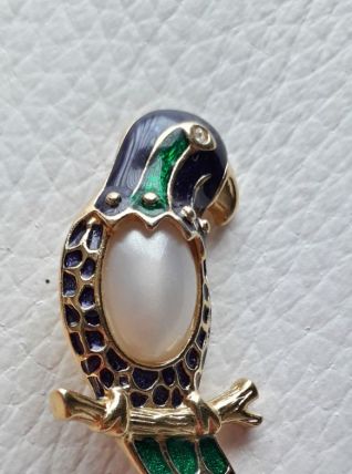 Broche perroquet émaillée vintage
