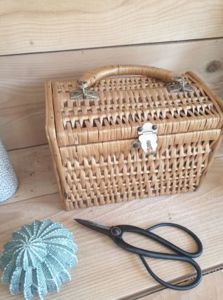 Valisette , Malette en osier et bois 