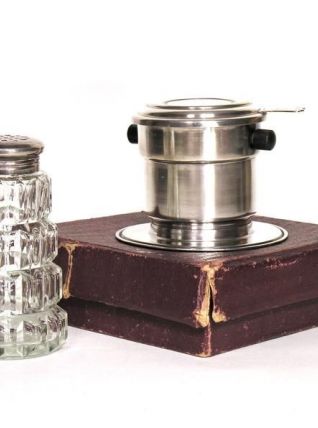 Ensemble Filtre Tasse pour Café et Sucrier en Métal Argenté