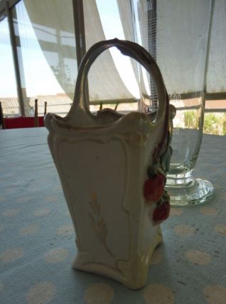 Panier décor fraises biscuit très fin