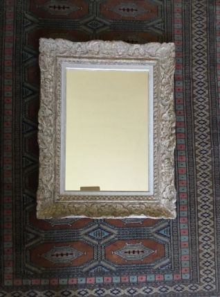Miroir ancien avec cadre en bois mouluré 76 x 59