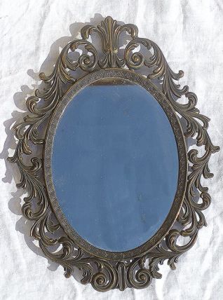 miroir en  metal a  suspendre,  vintage
