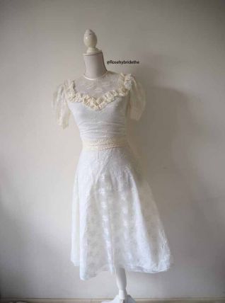 Robe en dentelle victorien/edwardien hippie vintage 70's