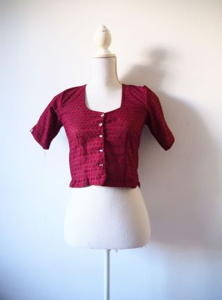 Chemisier court en dentelle rouge bordeaux dirndl autrichien