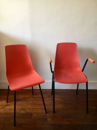 Duo de chaise et fauteuil vintage des années 50