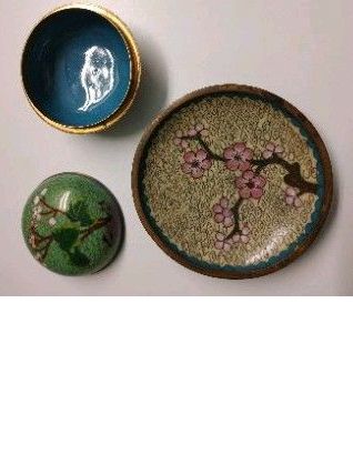 Lot de 2 pièces chinoises émaux