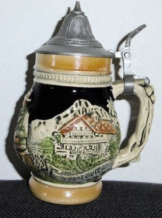 Petite Chope à Bière en Céramique et couvercle en étain