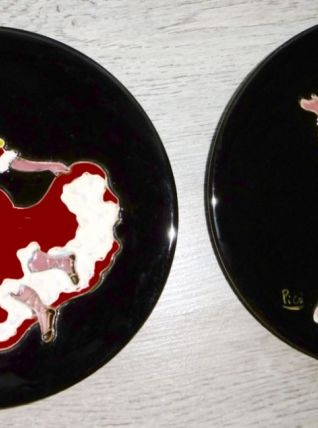 Lot de 2 Assiettes Faïence Décorative signée PICO