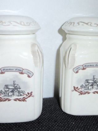 Lot de 2 petits pots à épices vintage céramique