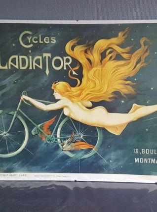 affiche publicitaire Cycles Gladiator vintage des années 70