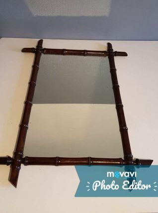 miroir bambou vintage en bois