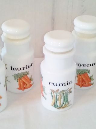 6 pots à épices années 1970 en parfait état