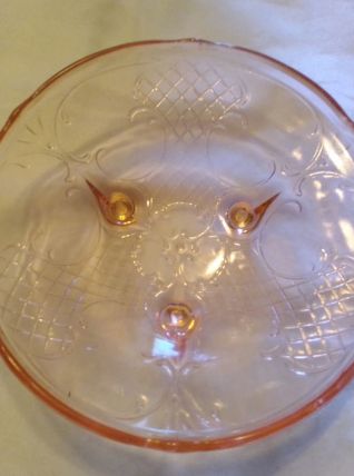 Petite coupe à fruits ou pâtisseries  verre rosé