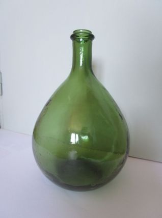 Dame Jeanne bonbonne en verre vert 3 litres